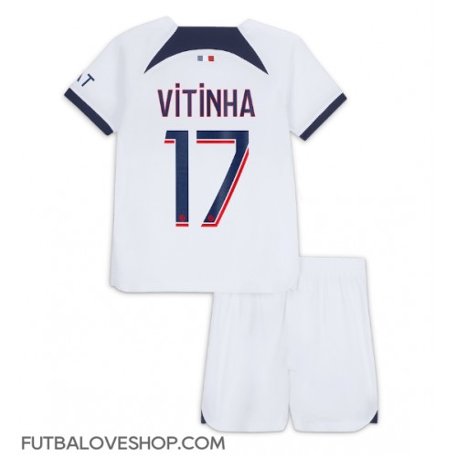 Dres Paris Saint-Germain Vitinha Ferreira #17 Preč pre deti 2023-24 Krátky Rukáv (+ trenírky)